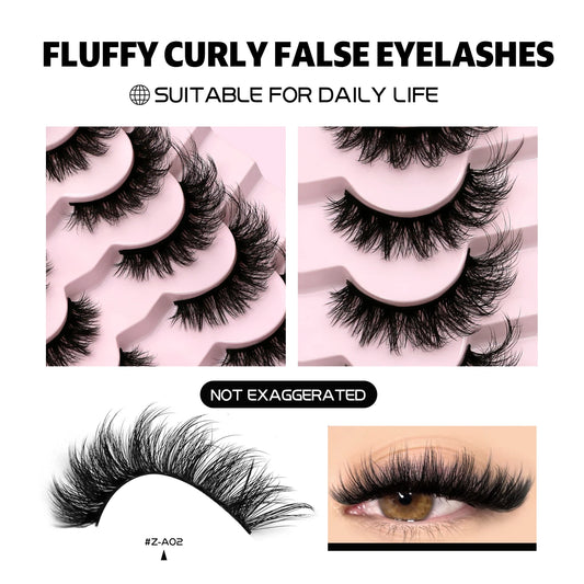 Cils 3D en Mink – Effet Chat, Fluffy et Wispy, Volume, Effet Plume Naturel, Bande Légère et Flexible, Faux Cils
