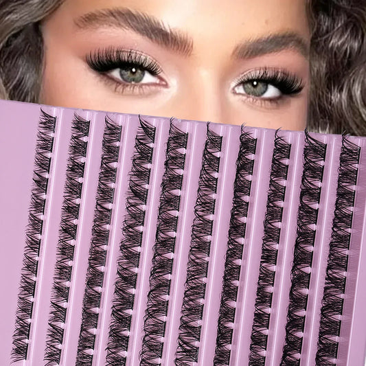 Paquets de cils 120 pièces, aspect naturel, cils grappes D bouclés et moelleux, cils DIY, adaptés aux débutants