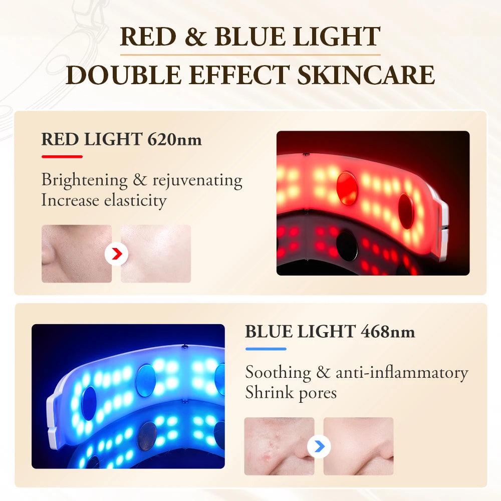 Appareil massage visage ANLAN Appareil anti rides visage,4 Mode EMS lifting visage ,Double menton /muscle masséter ,42°C LED Rouge et bleue, Télécommande LCD