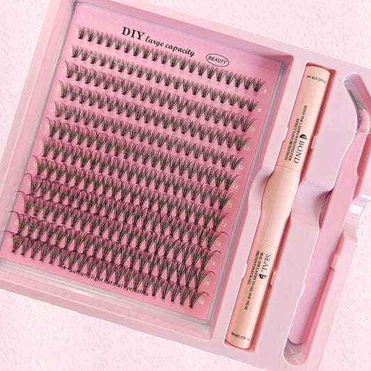 Kit complet de grappes de cils, 8-16mm, mélange de pincettes et de joint, pour auto-application, maquillage, Extensions de cils individuelles, DIY