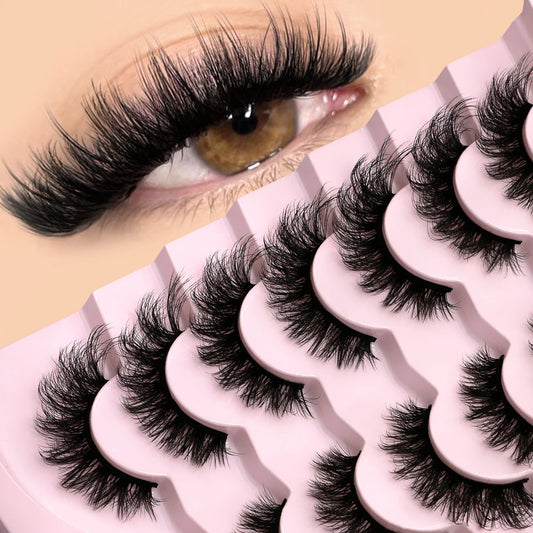 Cils 3D en Mink – Effet Chat, Fluffy et Wispy, Volume, Effet Plume Naturel, Bande Légère et Flexible, Faux Cils